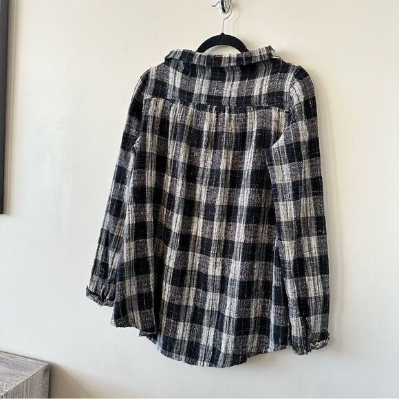 Free People-Walk In The Park Plaid Cowl Neck Tunic Top - Picture 9 of 12